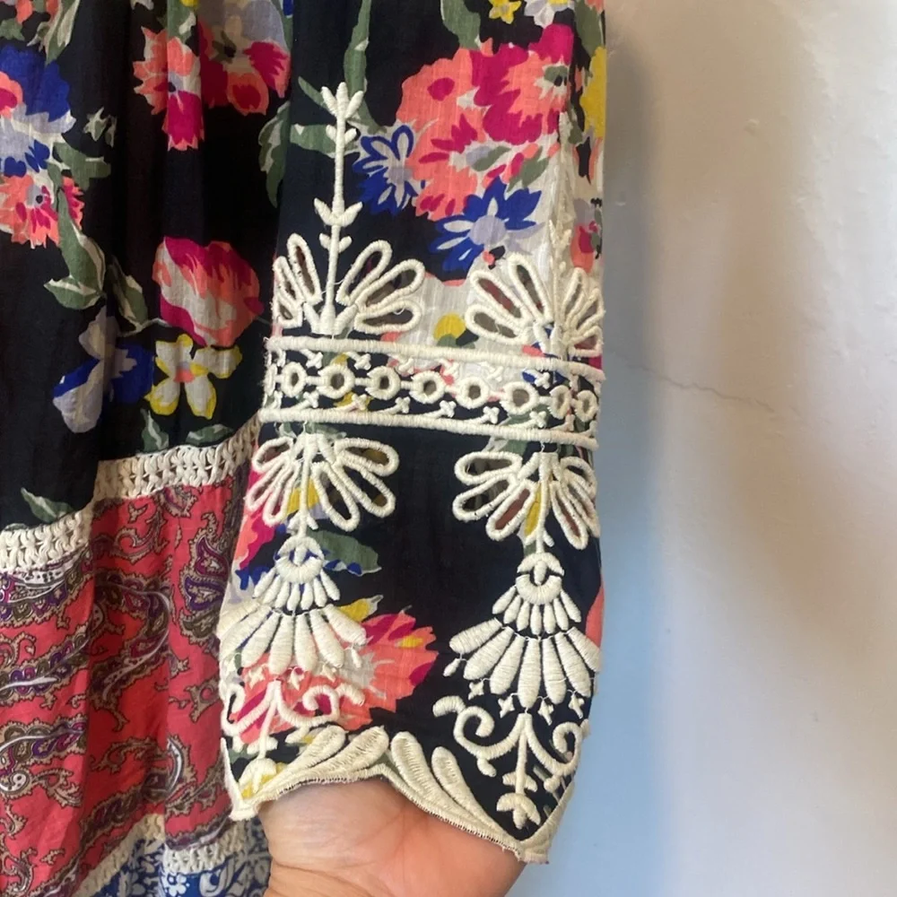 Anthropologie Vanessa Virginia Inez Swing Dress on Bohemian Paisley Floral SZ 4 - Picture 5 of 12